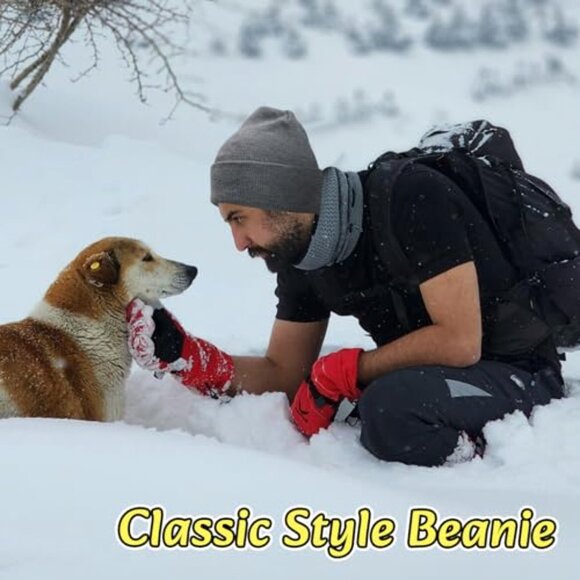Unisex Knit Beanie Set Winter Warm Stretchy Soft Classic Minimal Style